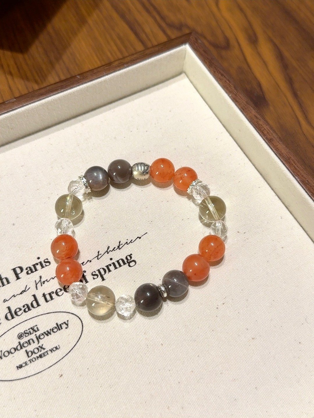 Virgo Zodiac Bracelet with Red Agate, Citrine and Clear Quartz beads