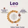 Leo Zodiac Bracelet with Yellow Fluorite, White Phantom Quartz and Strawberry Quartz beads