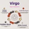 Virgo Zodiac Bracelet with Red Agate, Citrine and Clear Quartz beads