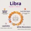 Libra Zodiac Bracelet with Yellow Phantom Quartz, Red Agate, Kunzite and Moonstone beads